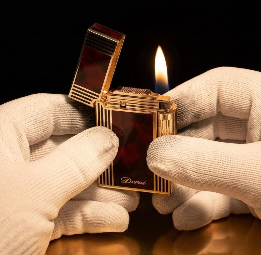 Accendino di Lusso Derui G-Series El Jefe – Oro e Lacca Bordeaux