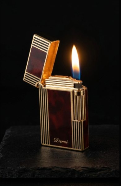 Accendino di Lusso Derui G-Series El Jefe – Oro e Lacca Bordeaux