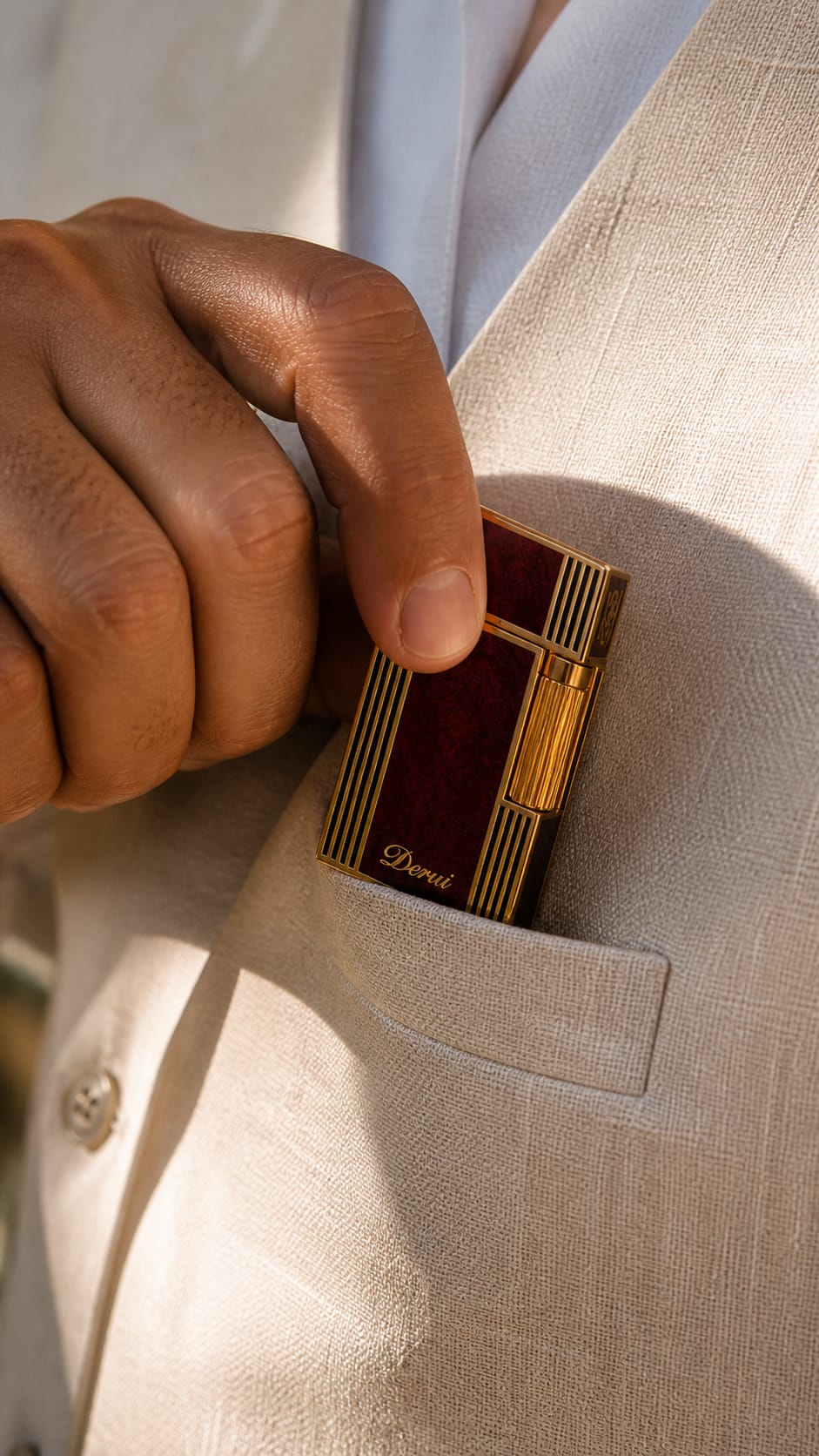 Luxury Lighter Derui G-Series El Jefe – Gold and Burgundy Lacquer
