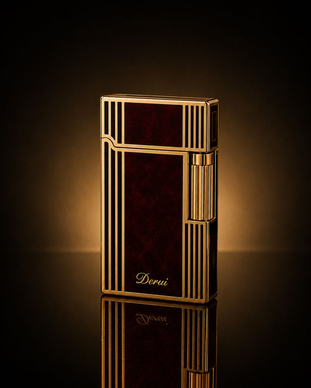 Accendino di Lusso Derui G-Series El Jefe – Oro e Lacca Bordeaux